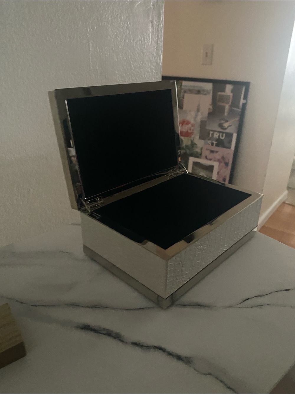 A Girl Thing White Jewelry Organizer Box with Chrome Trim